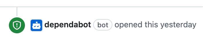 Screenshot of the timeline for a Dependabot alert.