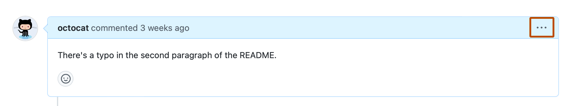 Screenshot einer Problembeschreibung. In der Kopfzeile ist ein Drei-Punkte-Symbol dunkelorange umrandet.